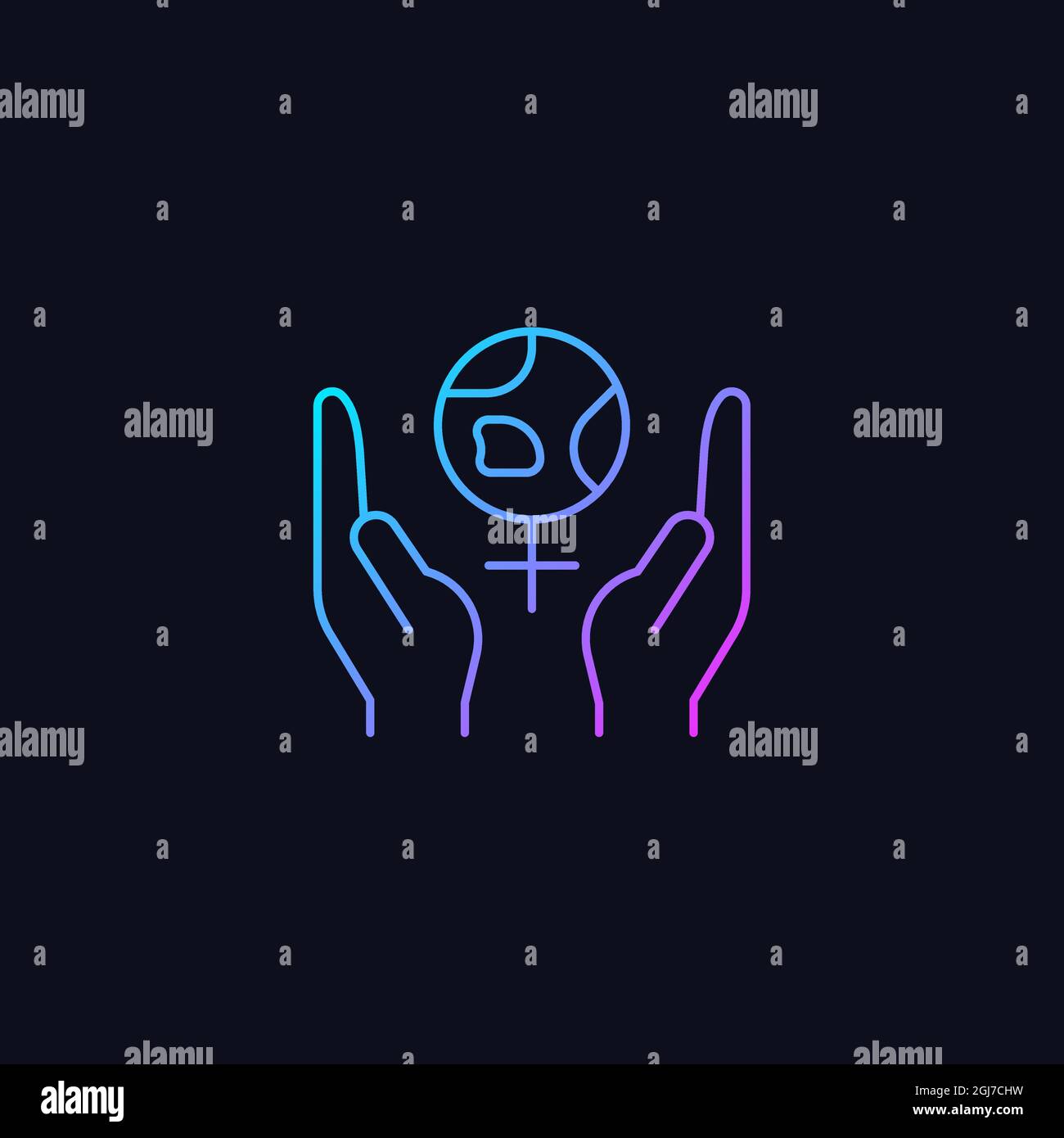 Feminism support gradient vector icon for dark theme Stock Vector