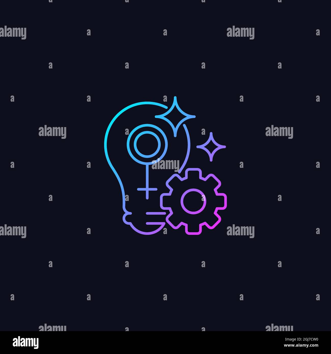 Fulfill female potential gradient vector icon for dark theme Stock Vector