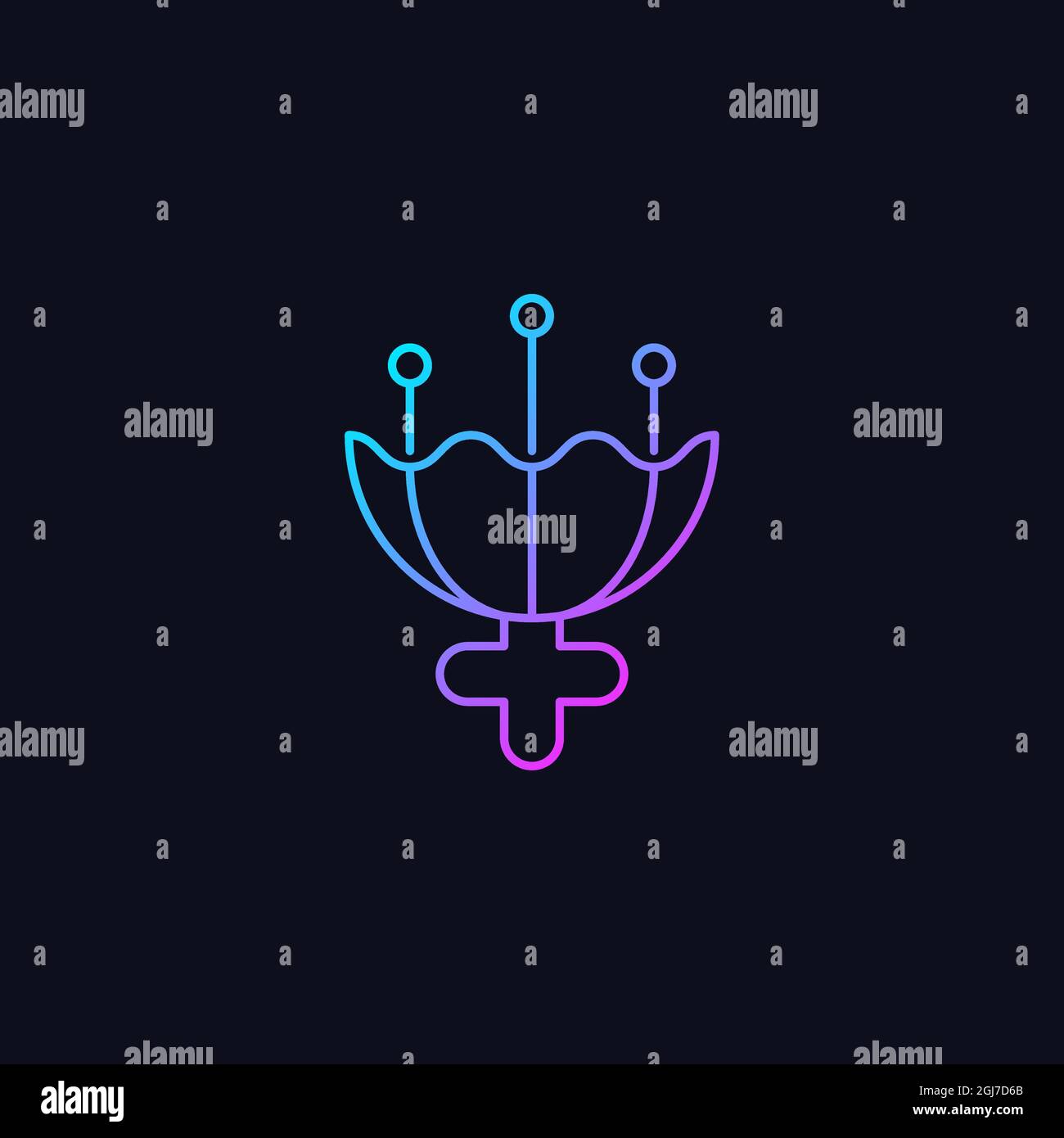 Gender symbol for female gradient vector icon for dark theme Stock Vector