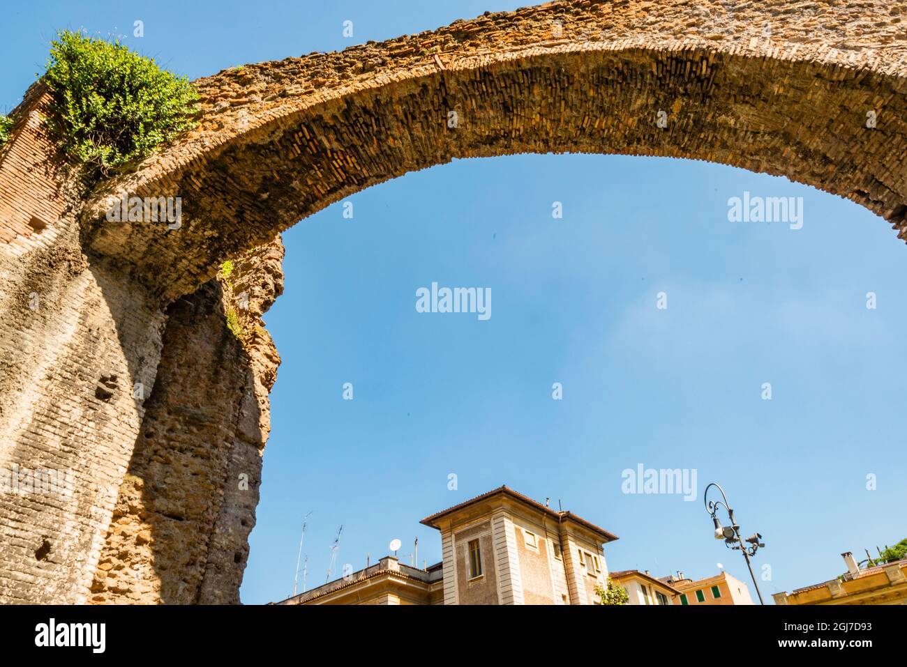 Italy, Rome. Arches of Nero's Branch (Arcus Neroniani), carrying water off Aqua Claudia aqueduct. Stock Photo