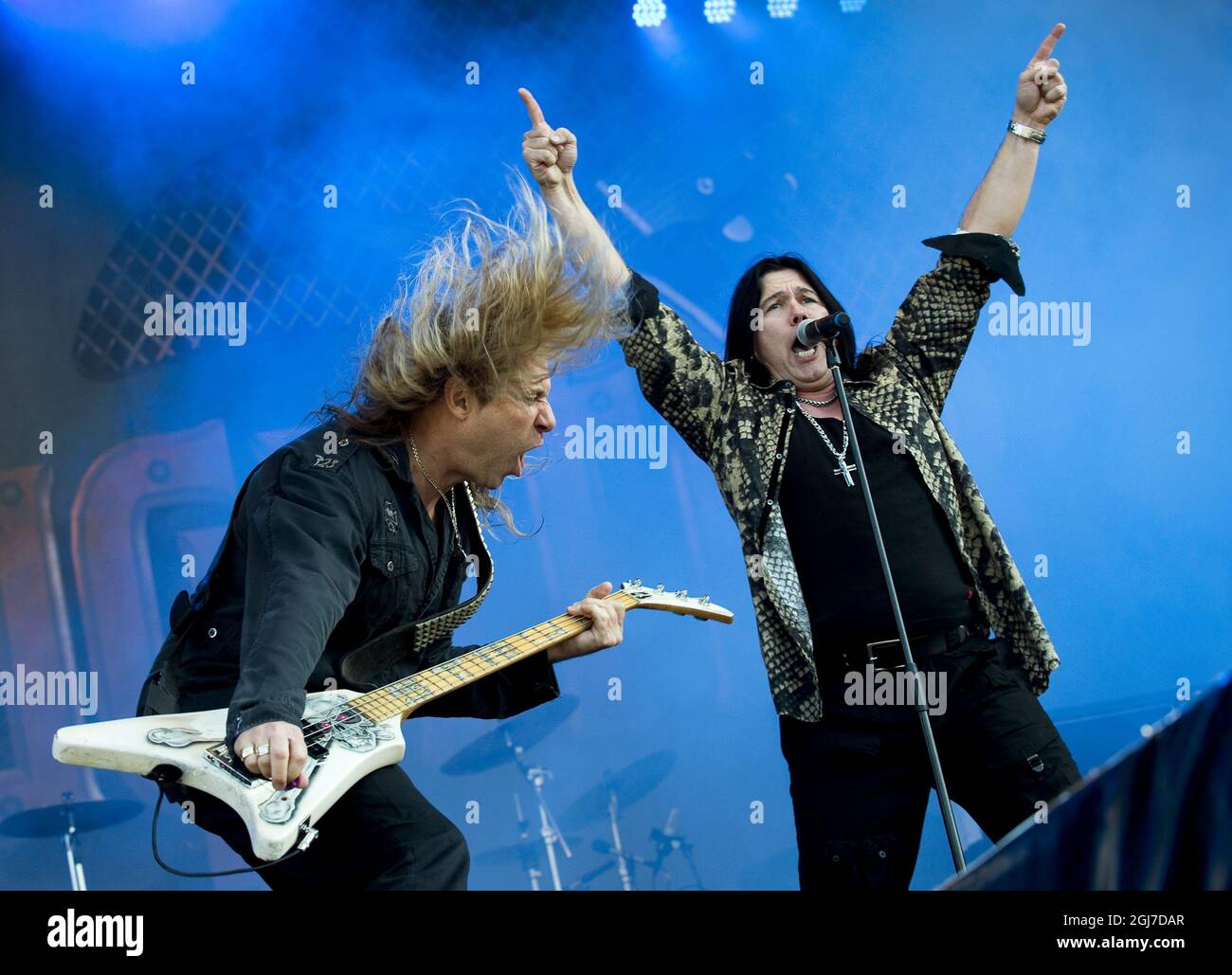 NORJE 20120609 US band Slaughter performs during the Sweden Rock Festival 2012 in Norje, outside Solvesborg in southern Sweden, on June 9, 2012.  Photo: Claudio Bresciani / SCANPIX / code 10090  Stock Photo