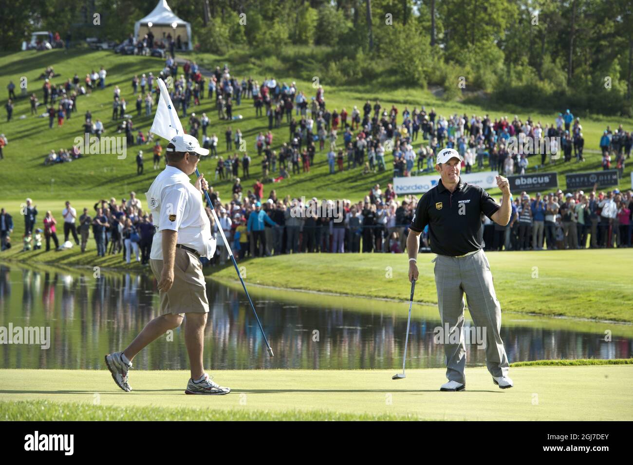 England's Lee Westwood, right, won the Nordea Masters golf tournament,  European Tour event, at Bro Hof golf club in Sweden, on June 9, 2012. Poto:  Mikael Fritzon /SCANPIX SWEDEN / code 62360 Stock Photo - Alamy