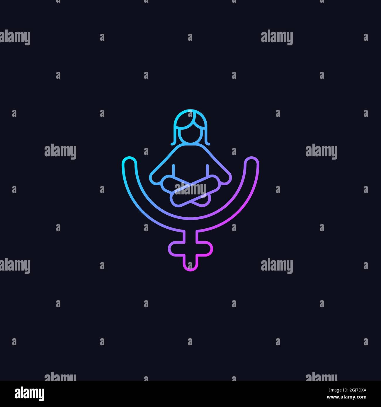 Female gender identity gradient vector icon for dark theme Stock Vector