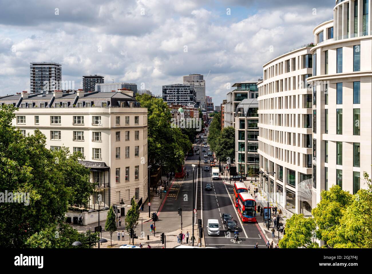 An Elevated View Of The Edgware Road From Marble Arch, London, UK. Stock Photo
