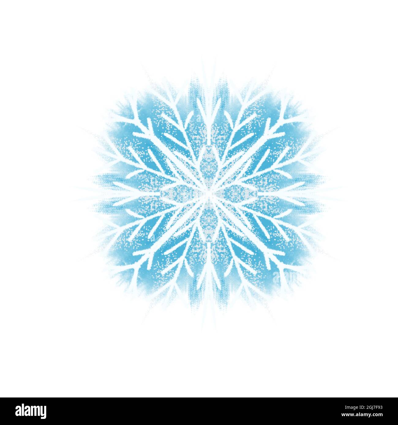 Snowflake illustration in blue color isolated on white Stock Photo - Alamy