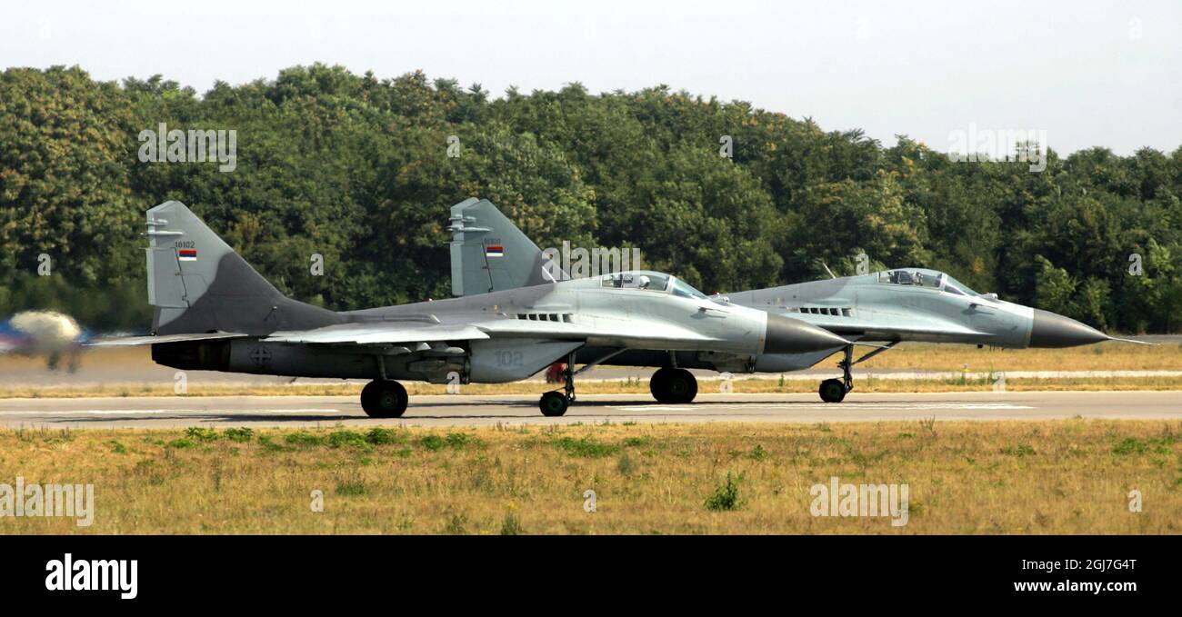 BELGRADE 2O12 -09-02 Serbian Air Force MIG 29 is seen during an army ...