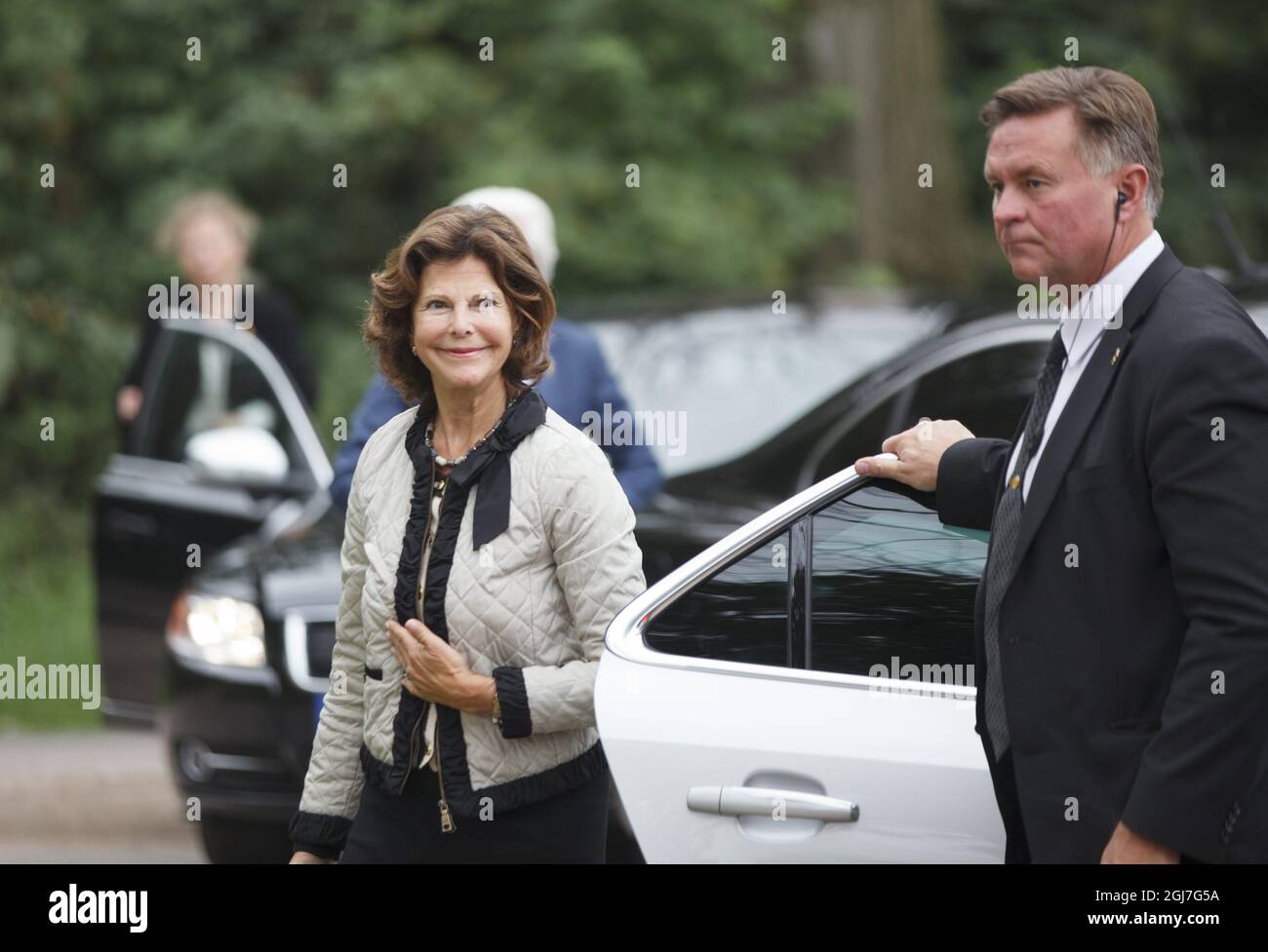 HALMSTAD 20120904 King Carl Gustaf and Queen Silvia are seen upon the arrival to Halmstad, Sweden, September 4, 2012. The Royals are on a one day visit to the county of Halland.  Foto: Anders Andersson/SCANPIX Kod 11091 Stock Photo