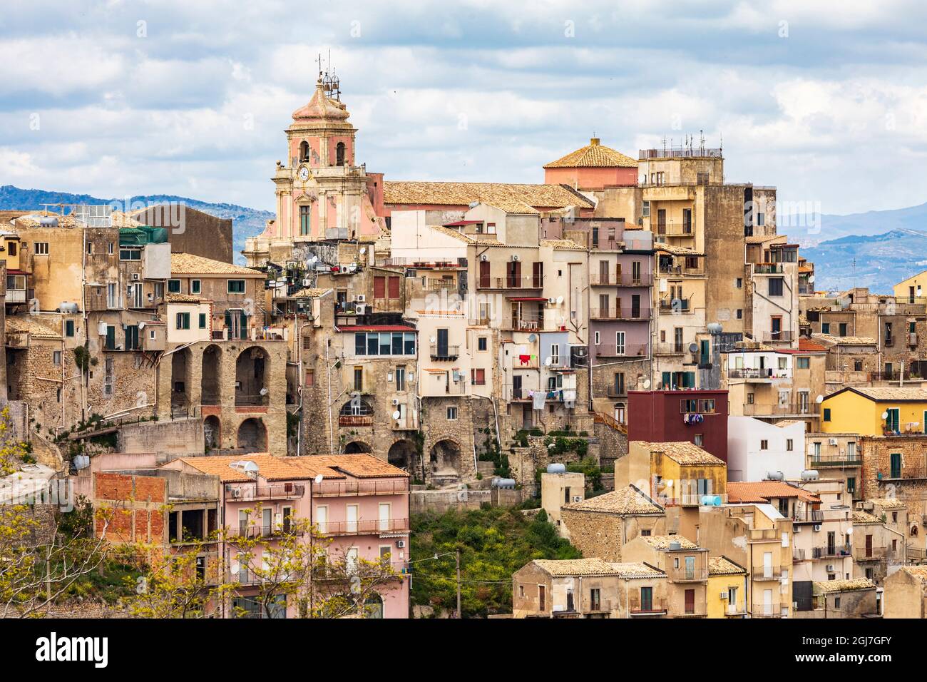 Italy, Sicily, Enna Province, Centuripe. The ancient hill town of Centuripe in eastern Sicily. The town is pre-Roman, dating back to the 5th century B Stock Photo