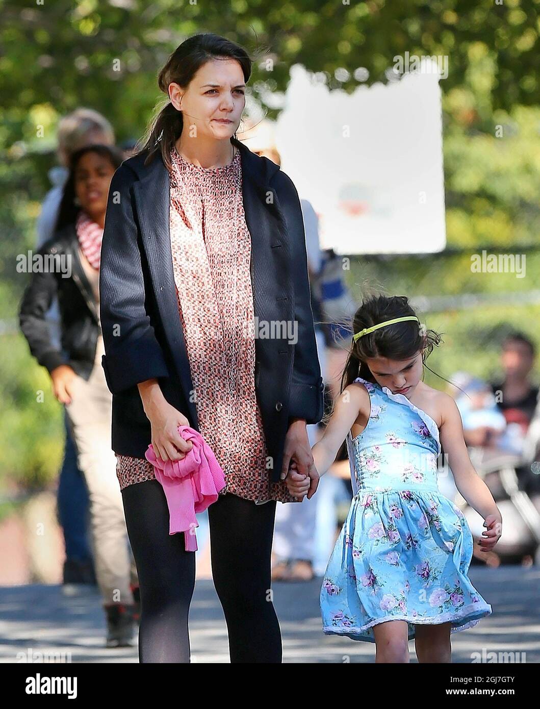 Katie Holmes and Suri Cruise at a Playground in Brooklyn. (NYC) Stock Photo