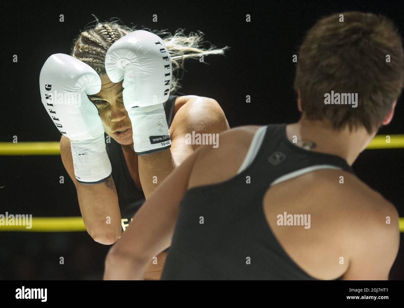 STOCKHOLM 20121005 Sweden's Mikaela Lauren (L) fights against Serbia