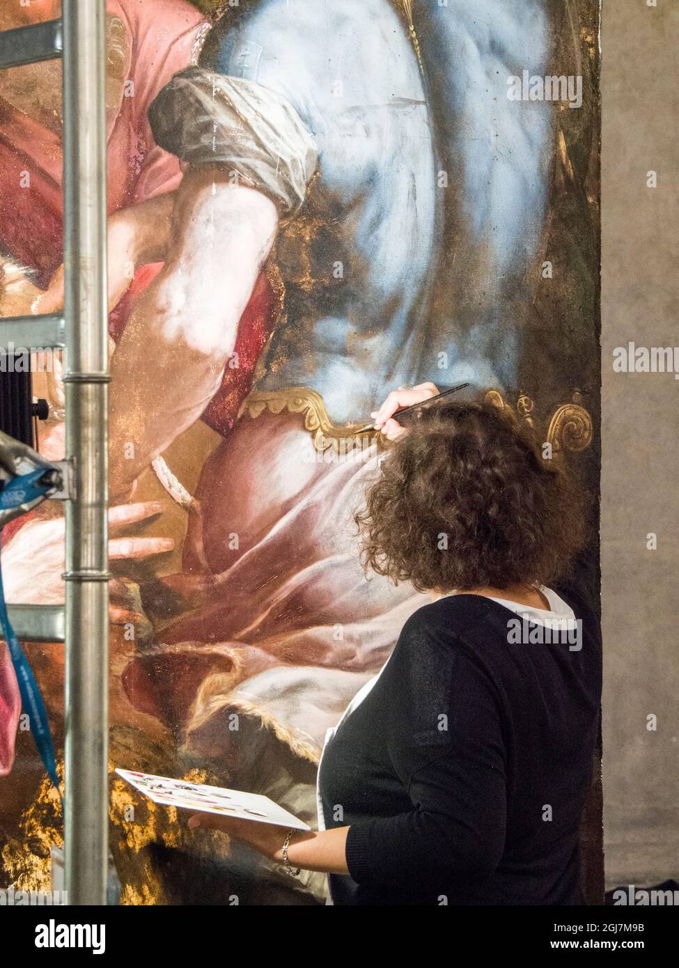 Opera Di Santa Italy, Florence. Opera di Santa Croce working on the restoration of the ...