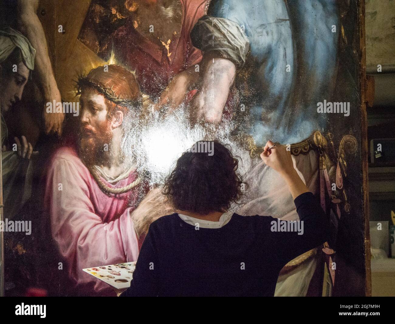 Opera Di Santa Italy, Florence. Opera di Santa Croce working on the restoration of the ...