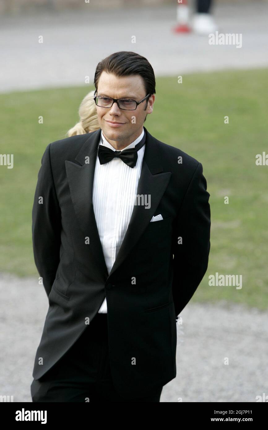 Crown Princess Victoria's boyfriend Daniel Westling arrive at King Carl Gustaf's private dinner celebration at the Drottningholm Palace outside Stockholm, Sweden, April 29, 2006. 300 guests were invited to the private dinner Saturday. King Carl Gustaf of Sweden officially celebrates his 60th birthday on his birthday Sunday the 30th of April. Stock Photo