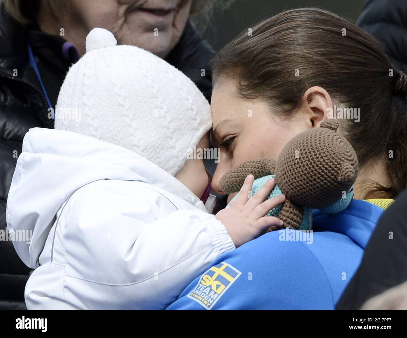 VAL DI FIEMME 20130226 Crown Princess Victoria and Princess Estelle are  seen watching ladies 10 km skiing in the World Cross country ski  Championships in Val Di Fiemme, Italy, February 26, 2013., image size:1300x1080