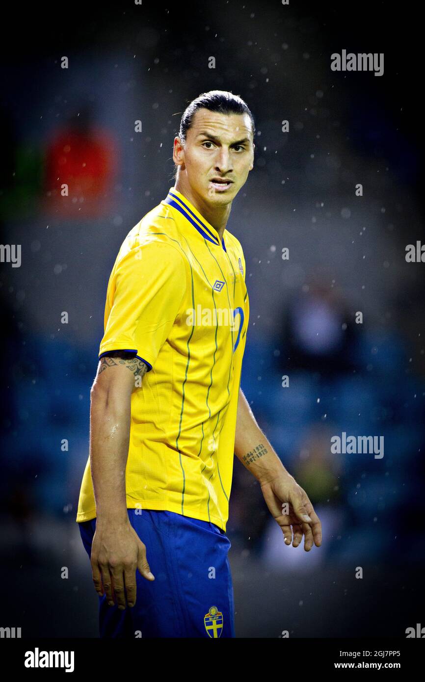 Helsingborg 2012-09-06 Zlatan Ibrahimovic in his Swedish National soccer  team shirt during the friendly football match between Sweden and China at  the Olympia stadium in the west coast city of Helsingborg, Sweden.