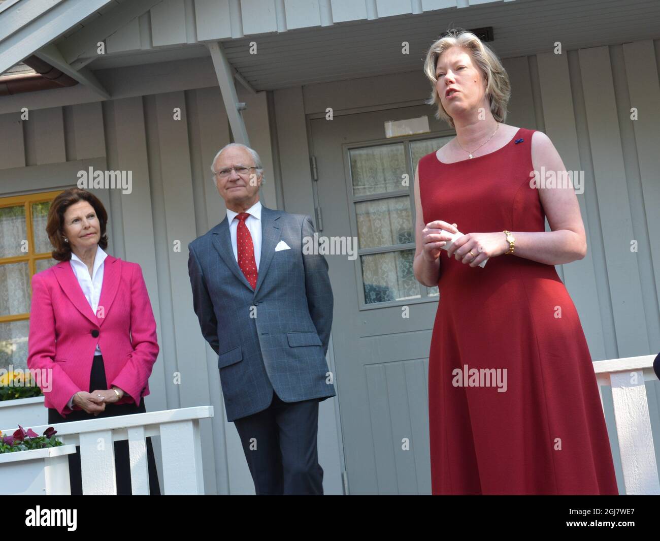 King Carl Gustaf and Queen Silvia attended the opening of this year's Solliden exhibition, Solliden, Oland, May 17, 2013.    Stock Photo