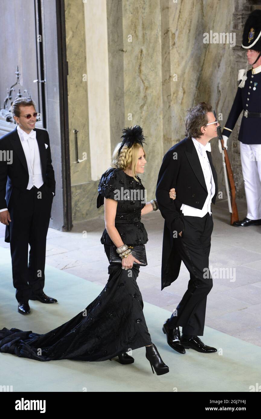 STOCKHOLM 20130608 John Taylor of Duran Duran and his wife Gela Nash arrives for the wedding of Princess Madeleine of Sweden and Mr Christopher OÂ’Neill held at the Royal Chapel at the Royal Palace of Stockholm on Saturday June 8, 2013. Foto: Tobias Rostlund / SCANPIX / kod 1014  Stock Photo