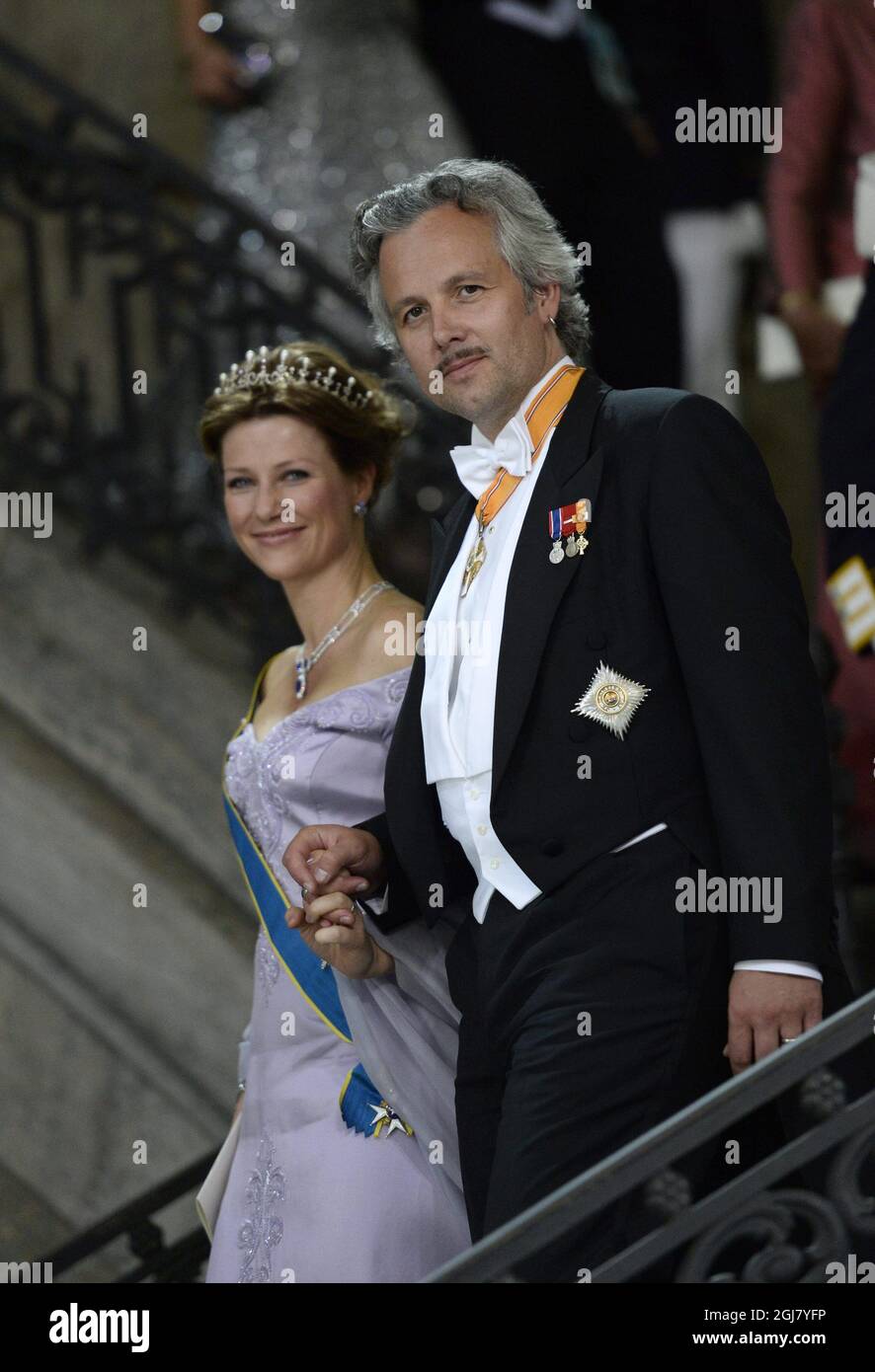 STOCKHOLM 20130608  Princess MÃ¤rtha Louise of Norway and Ari Behn leave after the wedding ceremony between Princess Madeleine of Sweden and Mr Christopher OÂ’Neill held at the Royal Chapel at the Royal Palace of Stockholm on Saturday June 8, 2013.  Foto: Leif R Jansson / SCANPIX / kod 10020 Stock Photo