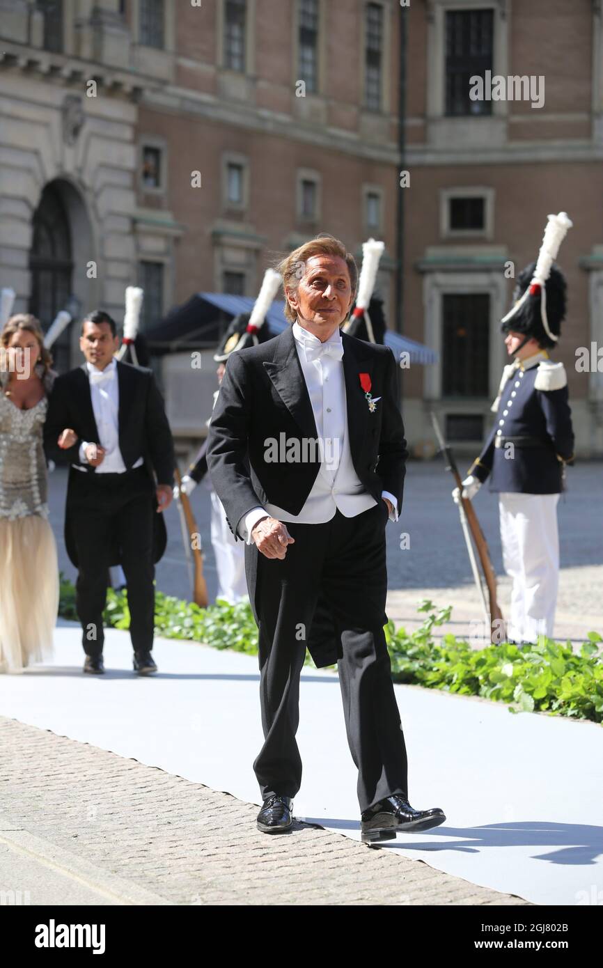 STOCKHOLM 20130608 Designer Valentino Garavani arrive to the wedding of  Princess Madeleine of Sweden and Mr Christopher OÂ'Neill held at the Royal  Chapel at the Royal Palace of Stockholm on Saturday June