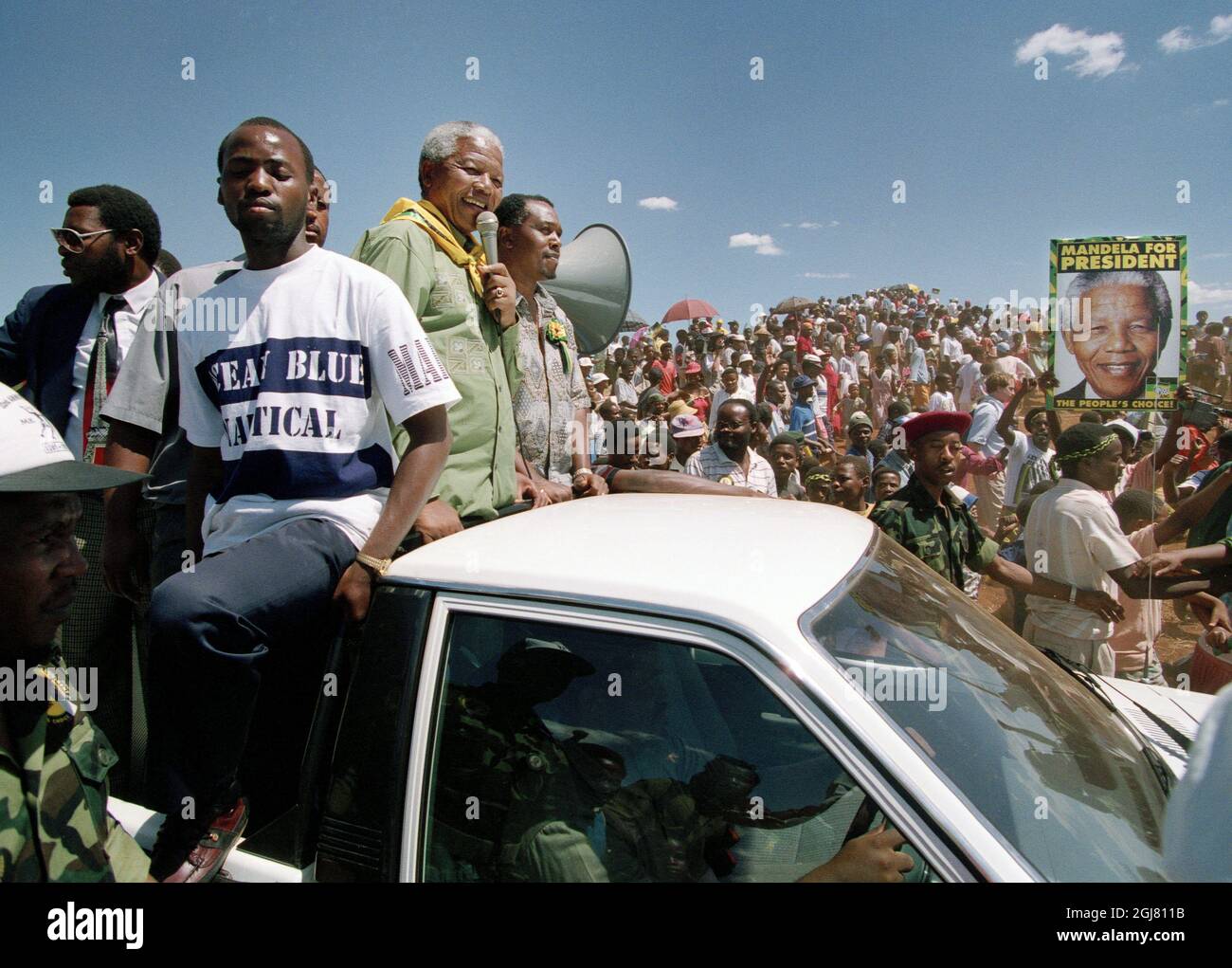 Johannesburg 19940312 - Nelson Mandela during his presidential campaign in South Africa in 1994. Photo: Ulf Berglund / TT / code: 33490 Stock Photo