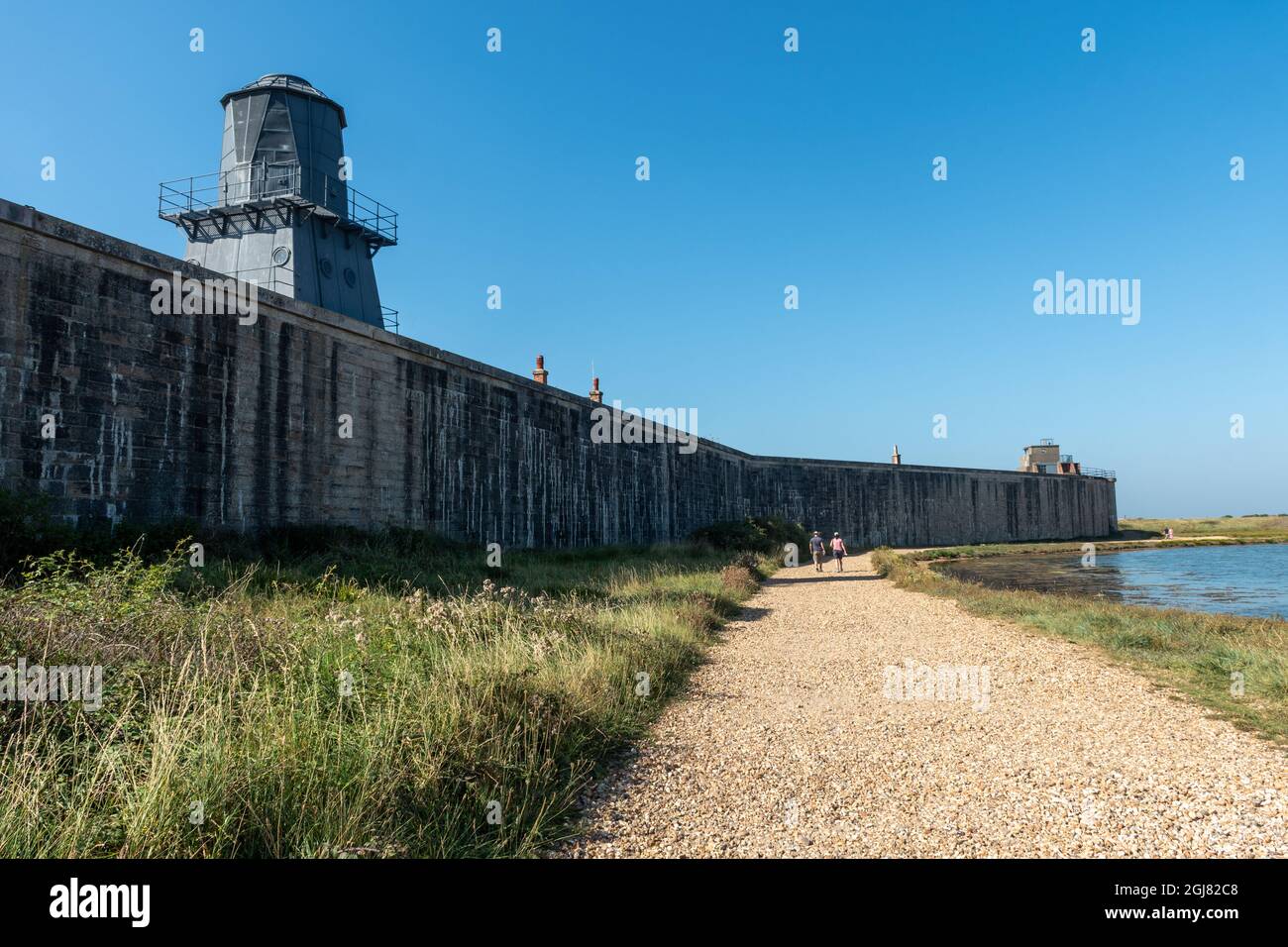 View of Hurst Castle, an artillery fort established by Henry VIII on the Hurst Spit in Hampshire, England, UK, now a tourist attraction. Stock Photo