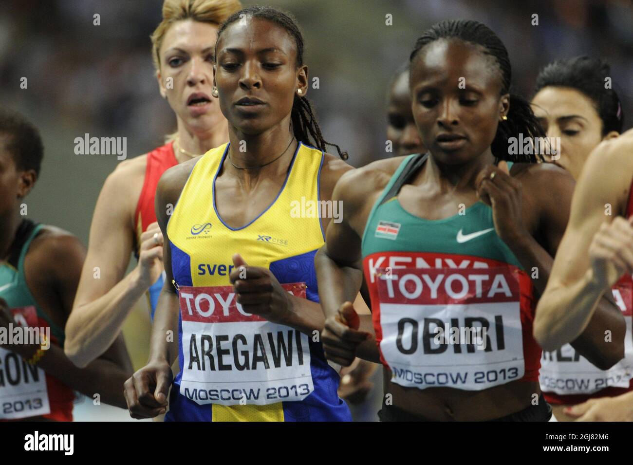 Sweden's Abeba Aregawi won the women's 1500 metres final at the 2013 IAAF World Championships at the Luzhniki stadium in Moscow on August 15, 2013. Photo Erik Martensson / SCANPIX / Kod 10400  Stock Photo