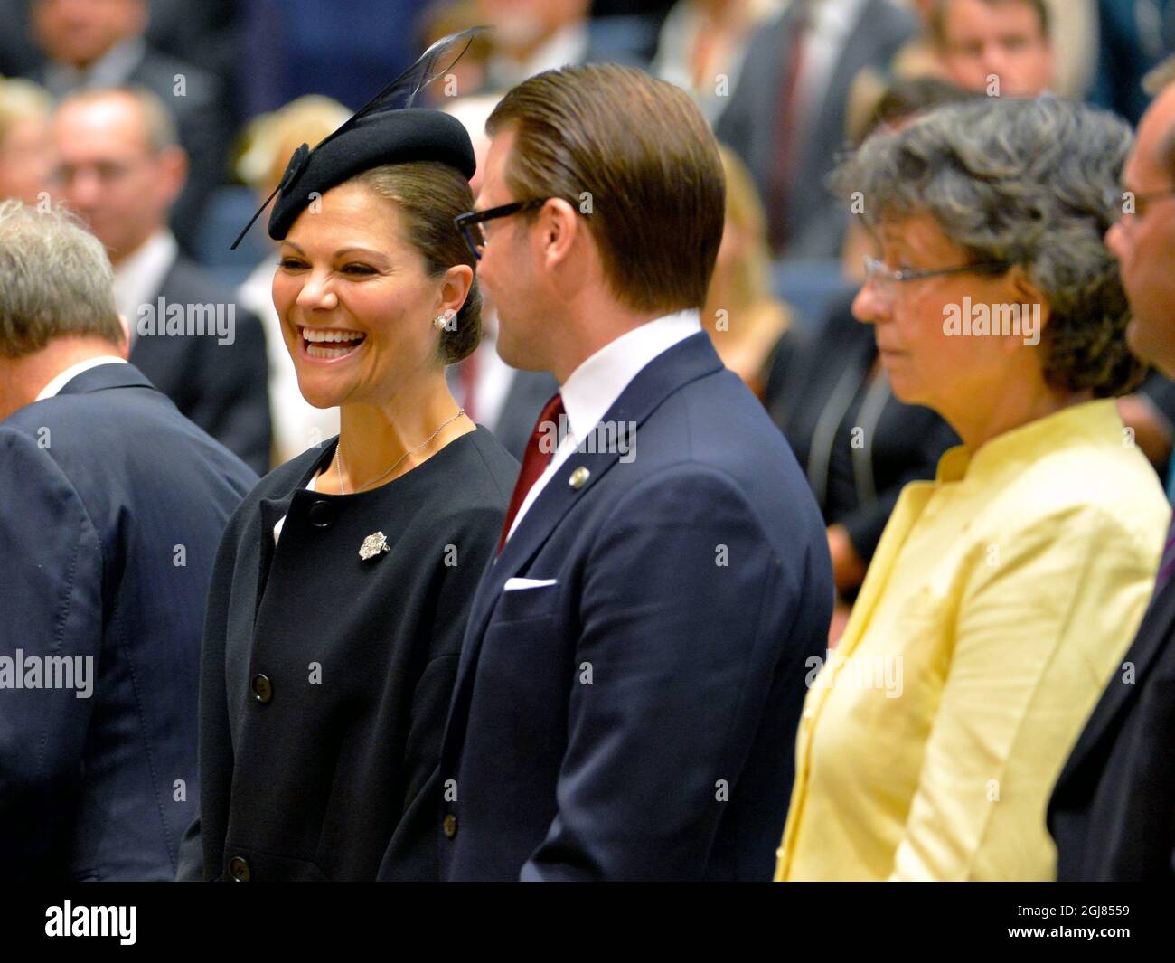 STOCKHOLM 2013-09-17 Crown Princess Victoria and Prince Daniel King Carl Gustaf arrive to the opening of the Parliament in Stockholm, Sweden, September 17, 2013 Foto: Jonas Ekstromer / SCANPIX / Kod 10030  Stock Photo