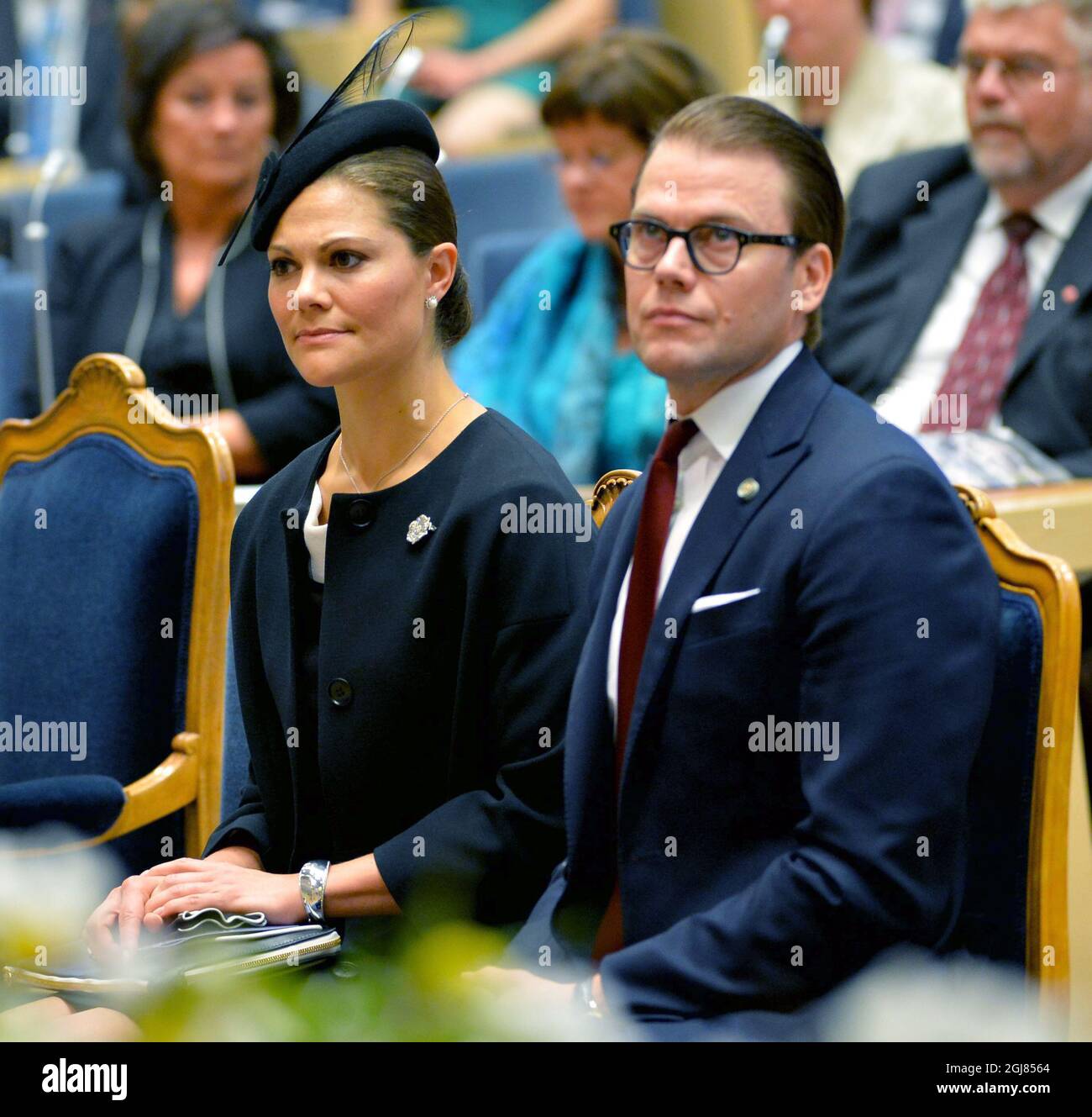 STOCKHOLM 2013-09-17 Crown Princess Victoria and Prince Daniel attend the opening of the Parliament in Stockholm, Sweden, September 17, 2013. Foto: Jonas Ekstromer / SCANPIX / Kod 10030  Stock Photo