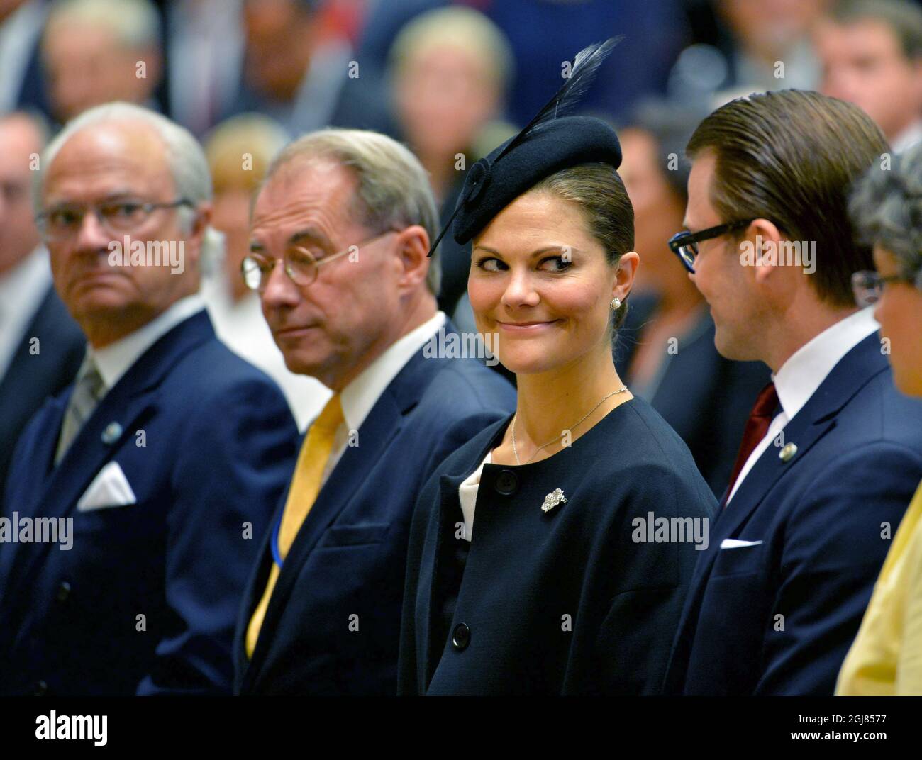 STOCKHOLM 2013-09-17 Crown Princess Victoria and Prince Daniel attend the opening of the Parliament in Stockholm, Sweden, September 17, 2013. Foto: Jonas Ekstromer / SCANPIX / Kod 10030  Stock Photo