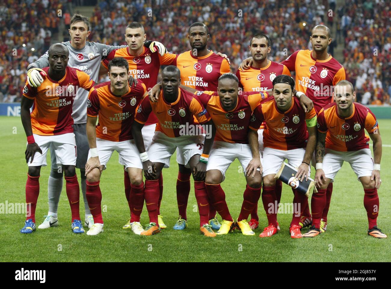 ISTANBUL 2013-09-17 Galatasaray's players during their UEFA Champions League  Group Stage Group B soccer match Galatasaray between Real Madrid at the  AliSamiYen Spor Kompleksi in Istanbul, Turkey on Tuesday 17 September 2013.
