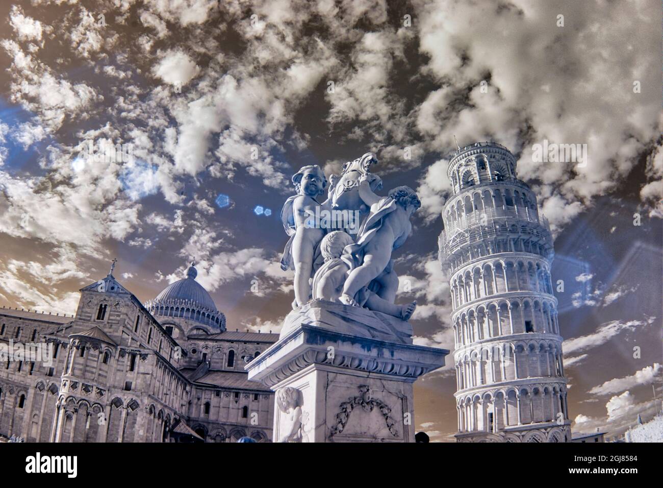 Italy, Pisa. Infrared image of the Campo dei Miracoli (field of miracles) Stock Photo