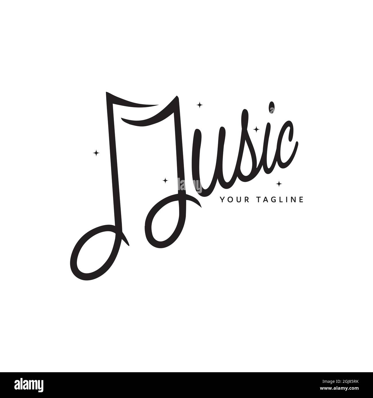Music logo isolated on white background. hand drawn music note typography  Stock Vector Image & Art - Alamy