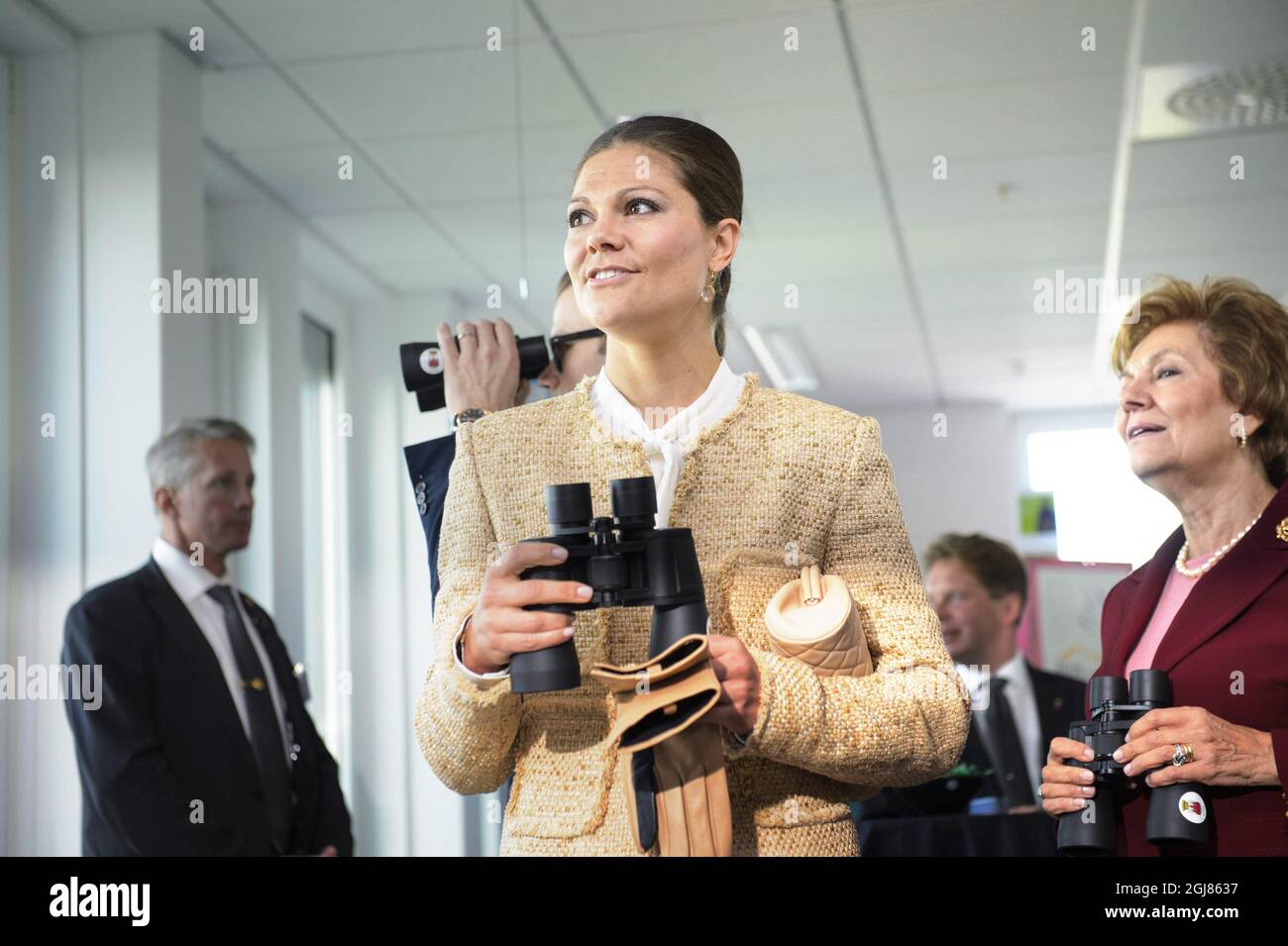 LUND 2013-10-03 Crown Princess Victoria and Maria Cavaco Silva are seen during a visit to Ideon Gateway in Lund, Sweden, October 3, 2013. The Crown Princess couple accompanied President Anibal Cavaco Silva and his wife Maria. The Ideon Gateway is a model for building a city part designed for research and innovation. The President of Portugal is on a State visit to Sweden. Foto: Ludvig Thunman / TT / Kod 10600  Stock Photo