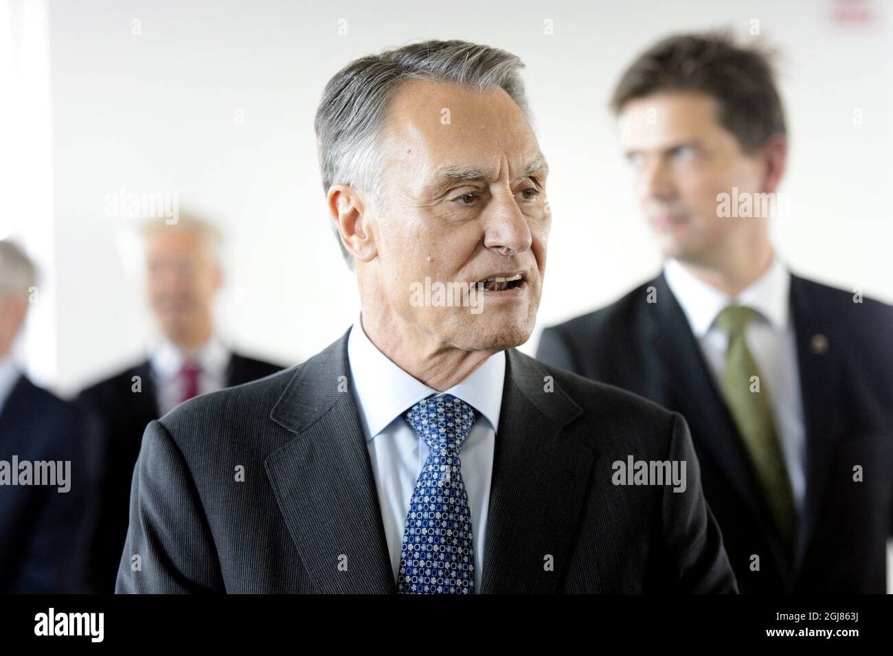 LUND 2013-10-03 Portugal's President Anibal Cavaco Silva is seen during a visit to Ideon Gateway in Lund, Sweden, October 3, 2013. The Presidential Couple accompanied by Sweden's Crown Princess couple get an insight into how to build a brand new district for world-leading research and innovation. The President of Portugal is on a State visit to Sweden. Foto: Ludvig Thunman / TT / Kod 10600  Stock Photo