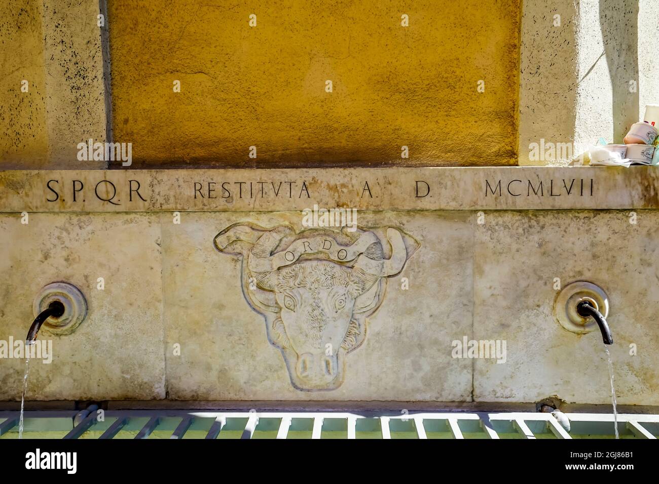 Roman Drinking Fountain End Aqueduct, Rome, Italy. One of many ancient fountains in Rome from