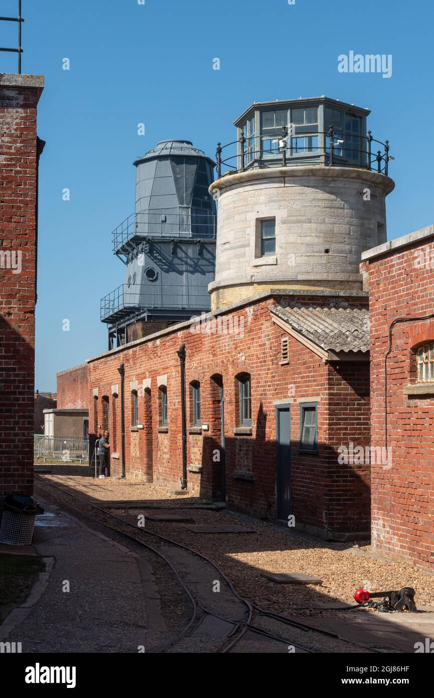 Hurst Castle, a tudor fortress established by Henry VIII, in Hampshire, UK. View of the historic low lights. Stock Photo
