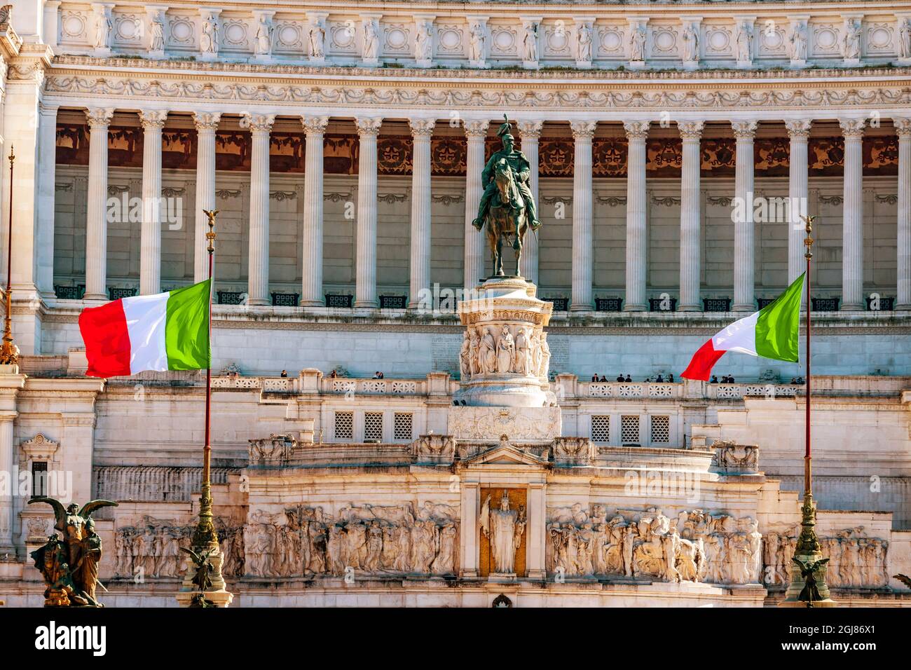 Sun Rays Victor Emanuele Monument Tomb Unknown Soldier, Rome, Italy. Monument created in 1911 to the first king of a united Italy. Stock Photo