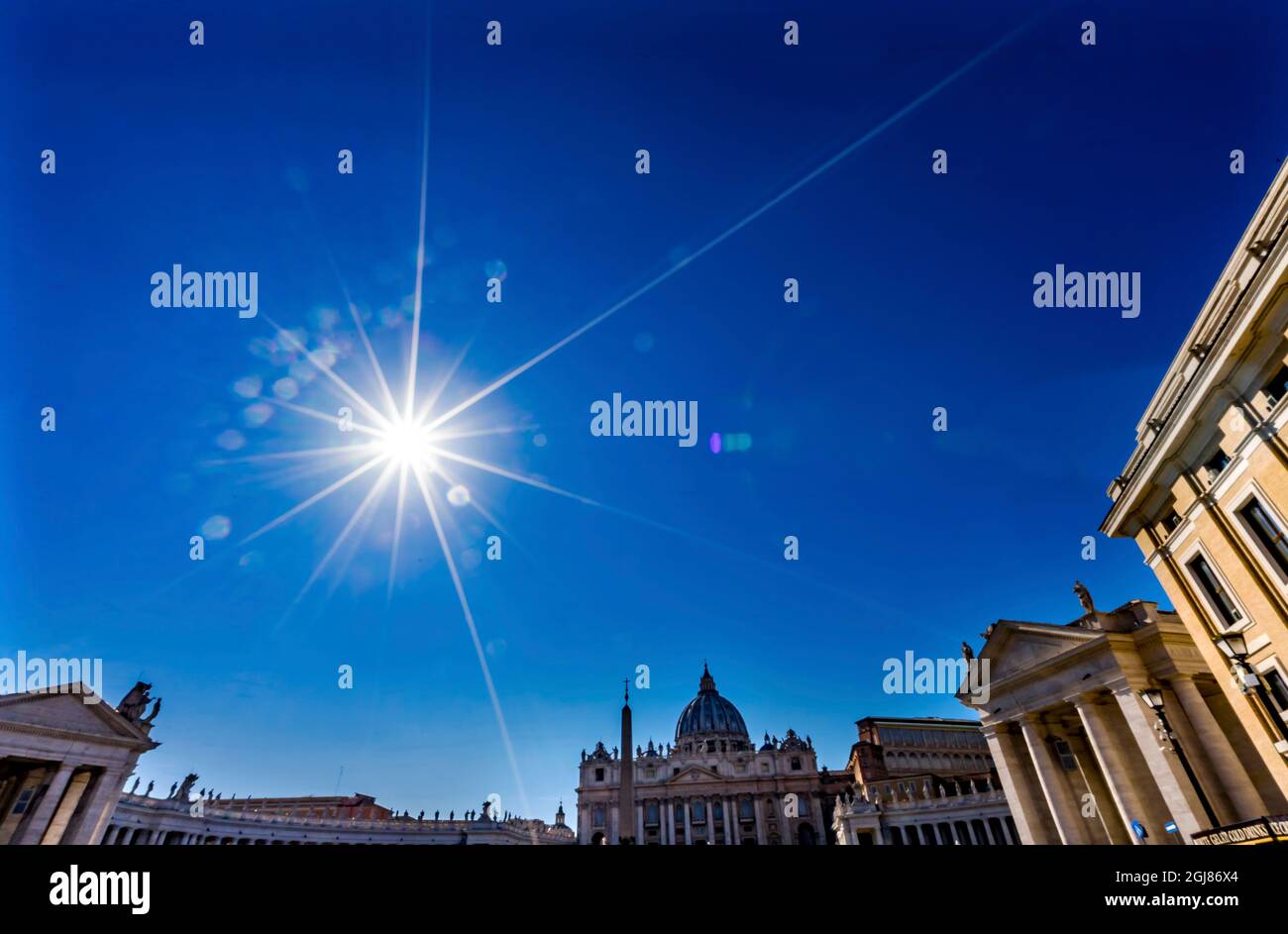 Sun Rays Saint Peter's Square Obelisk Michelangelo Dome Columns Vatican ...