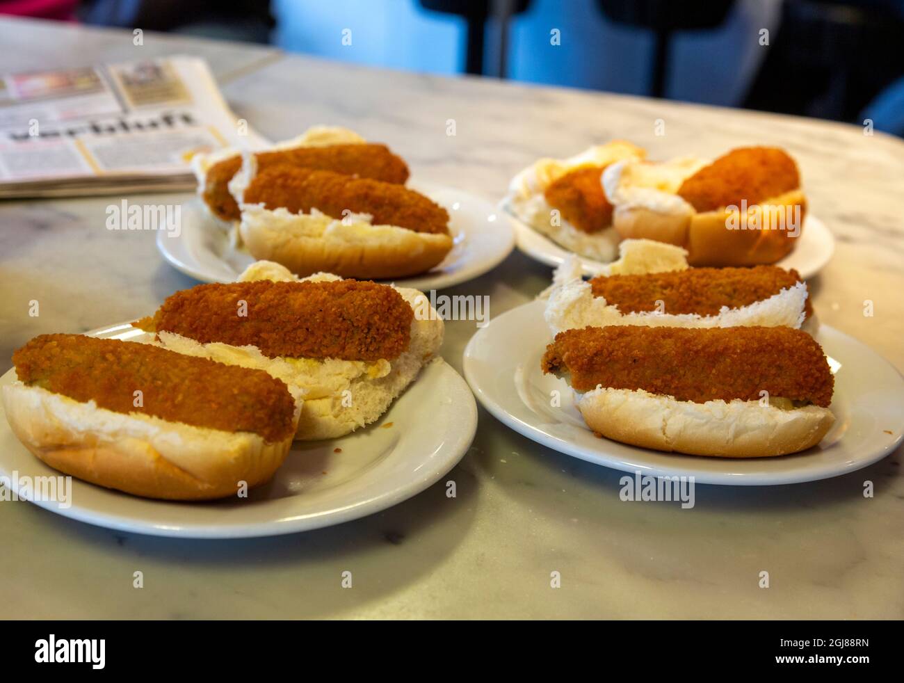 Europe, Netherlands, Amsterdam. Traditional croquettes. Credit as
