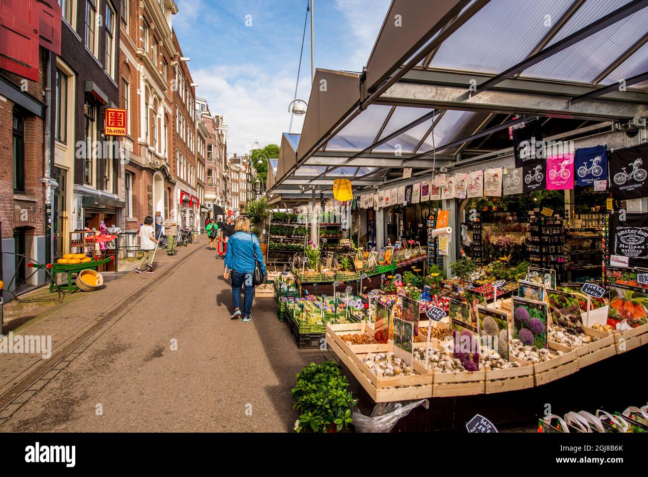 Floating Flower Market, Singel Street scene, Amsterdam, Holland