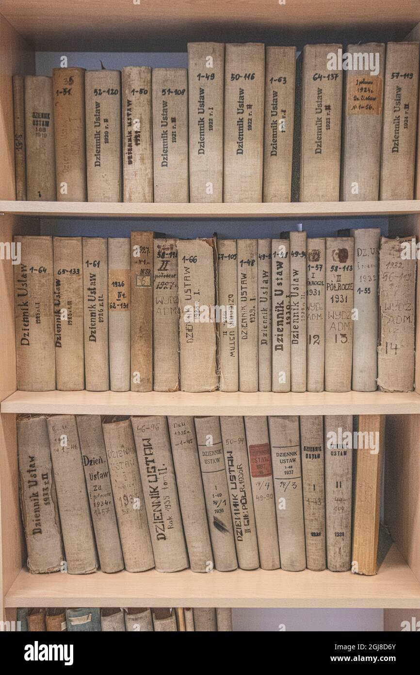 Found in the Czestochowa Archives are these original census books some of births, deaths, marriages, which are over 100 years old and in Cyrillic beca Stock Photo