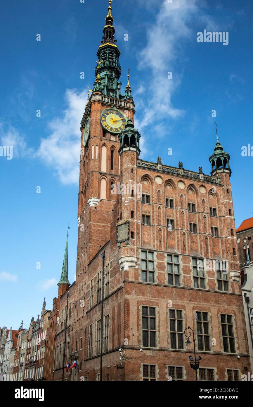 Construction on the Town Hall in Gdansk began in the 14th century. Stock Photo