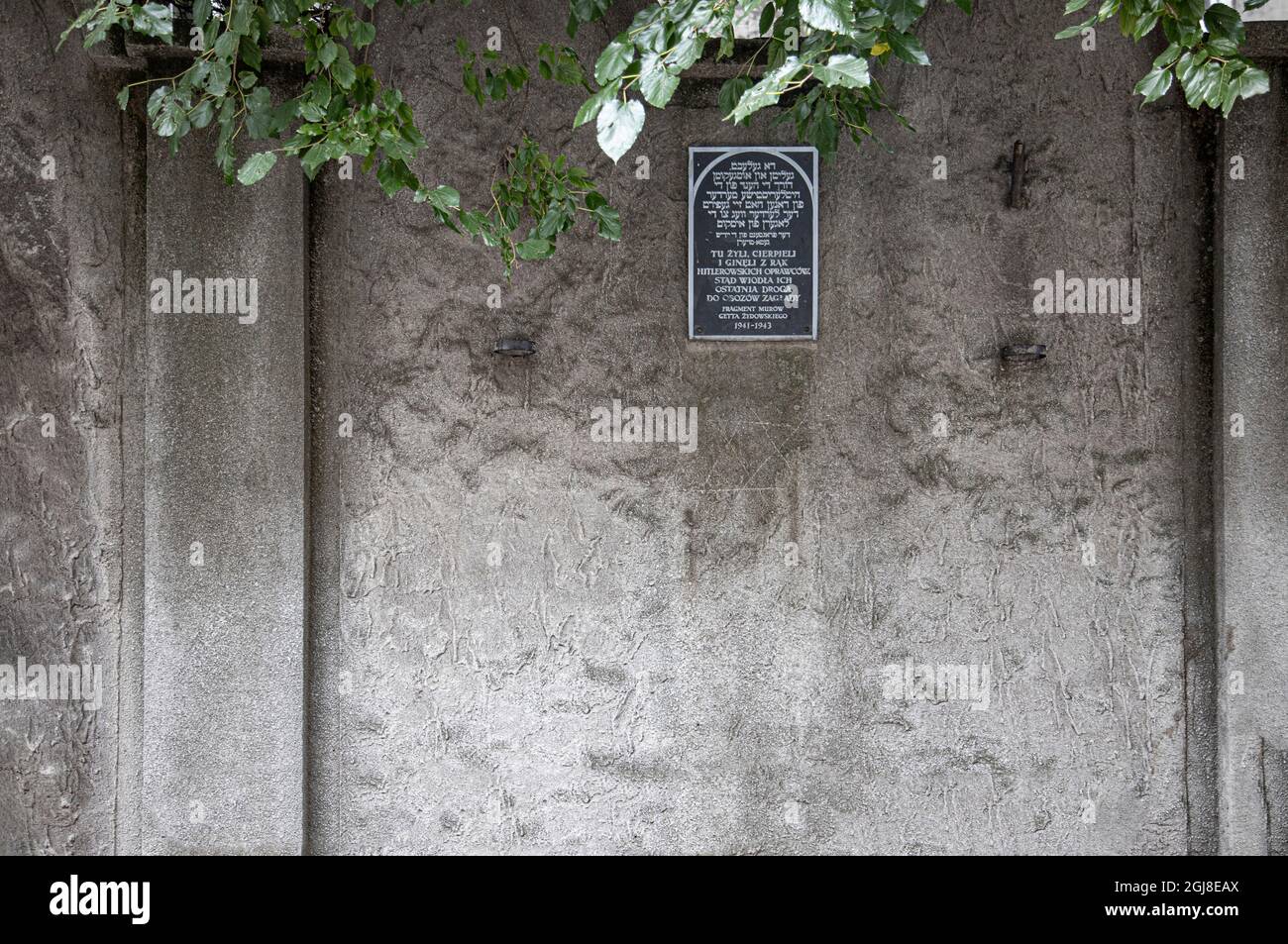 Wall surrounding the Krakow Ghetto wall built by the Nazis in WWII ...