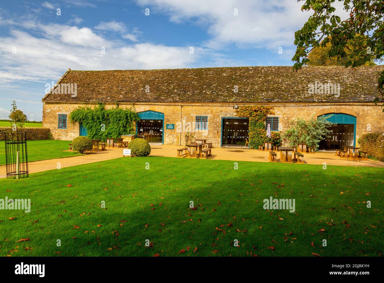 The Coach House cafe occupies an historic restored out-building at Mapperton House, Dorset, England, UK Stock Photo