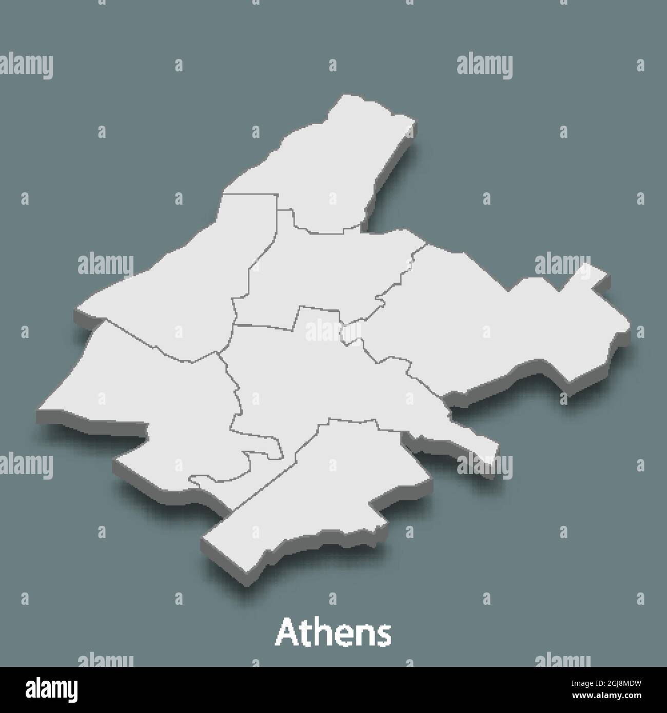 3d isometric map of Athens is a city of Greece , vector illustration Stock Vector