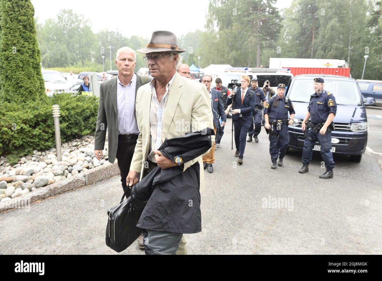 Virsbo 20140806 King Carl XVI Gustaf of Sweden arrives at Ramnas on ...