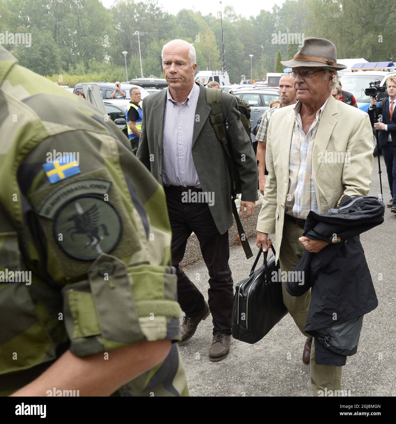 Virsbo 20140806 King Carl XVI Gustaf of Sweden arrives at Ramnas on ...