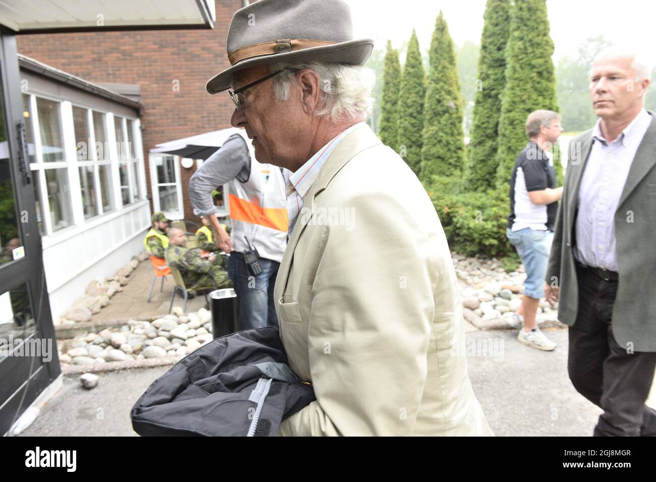 Virsbo 20140806 King Carl XVI Gustaf of Sweden arrives at Ramnas on ...