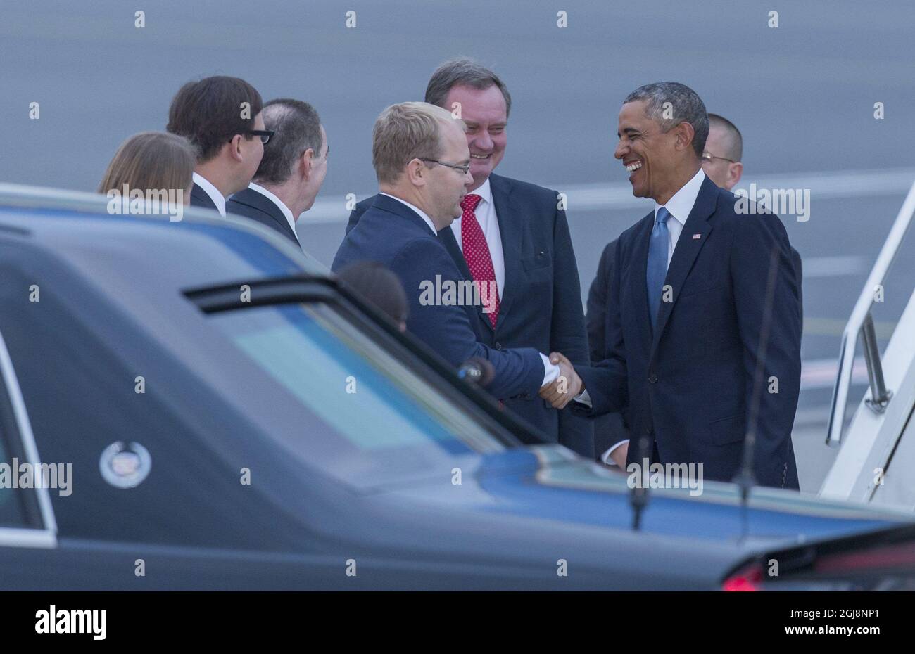 2014-09-03 President of the United States of America Barack Obama will be visiting Tallinn Estonia on the 3rd of September 2014. He will arrive early in the morning to Lennart Meri Tallinn airport where he will be greeted by Urmas Paet the minister of foreign affairs of Estonia. After arriving Barack Obama will meet with the president of Estonia Toomas Hendrik Ilves which will be followed by a pressconference held in the National Bank of Estonia. Later on Barack Obama will meet the prime minister of Estonia Taavi RÂ›ivas at the Stenbock house. Barack Obama, Toomas Hendrik Ilves, president of  Stock Photo
