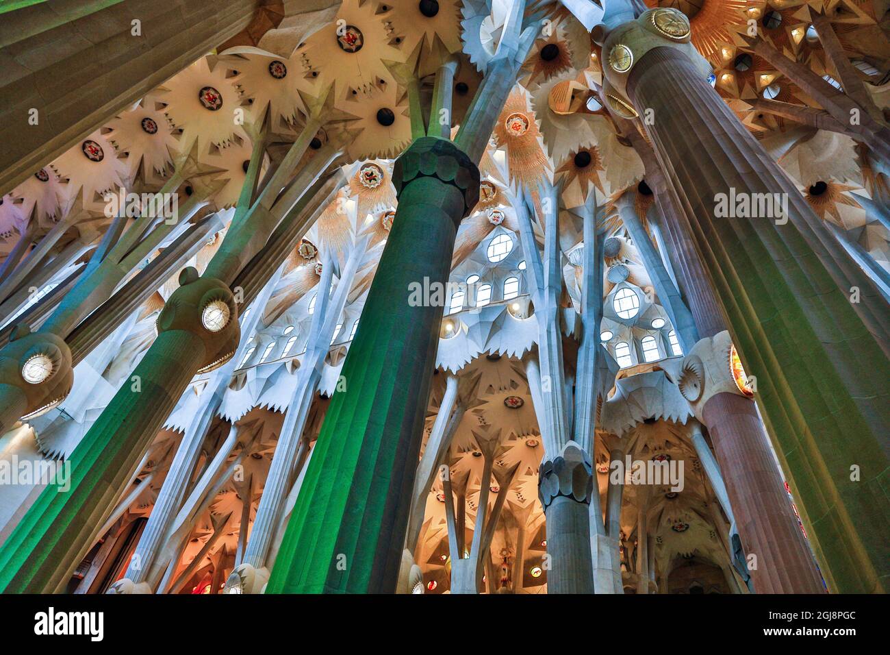 Spain, Barcelona. Sagrada Familia interior Stock Photo - Alamy